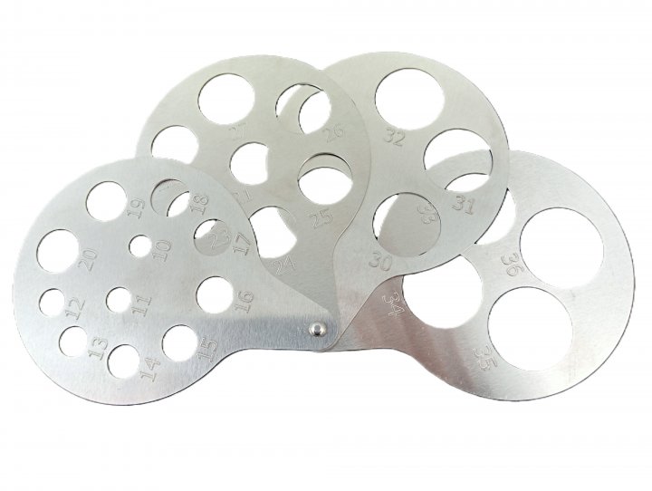 4‑ring multi‑hole gauge from 10 mm to 36 mm (in 1 mm increments)