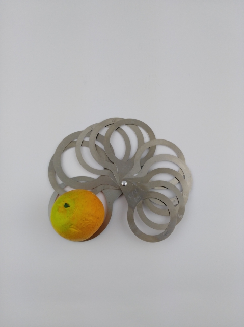 Caliber for oranges 11 rings diameter from 60 to 92 mm