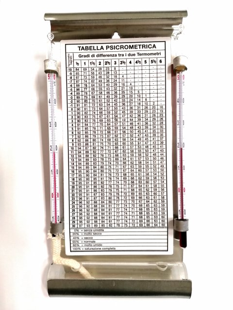 Psychrometer with fixed table with thermometer div. 1/2° (-10+50°C)